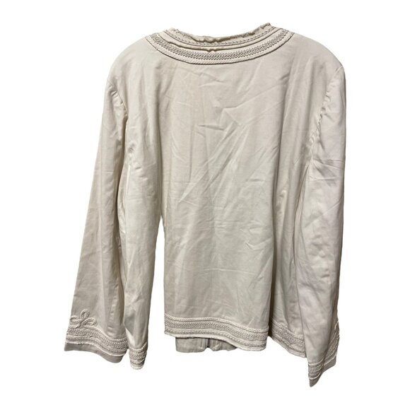 Chico's Off White Zipper Front with Beautiful Detail 3/4 Length Sleeve - Picture 2 of 4